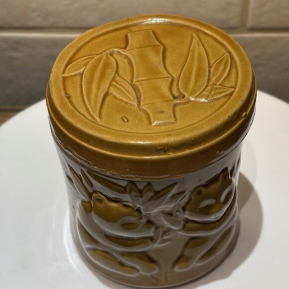 Vintage Sheila Fournier Ceramic Pottery Cannister Panda Bamboo Glazed 4.75" - Picture 6 of 9